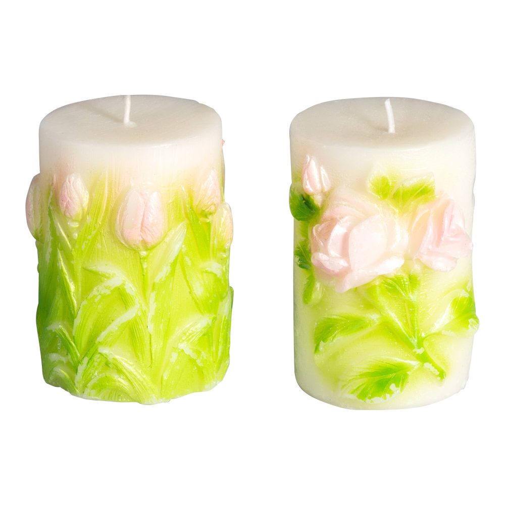 3D-Kerzen-Set ?Blumen?, 2 Stück