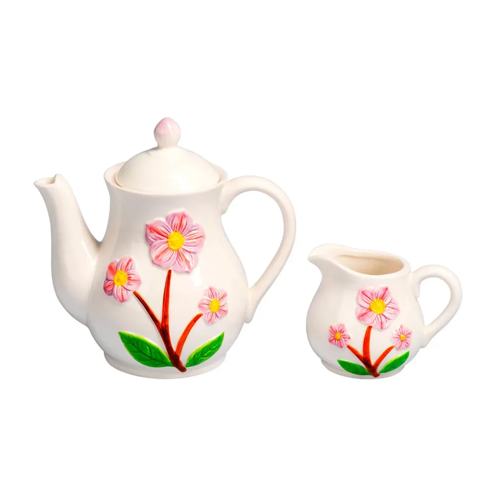 Kannen-Set Kaffeekanne & Milchkännchen ?Blumen?, 2-teilig