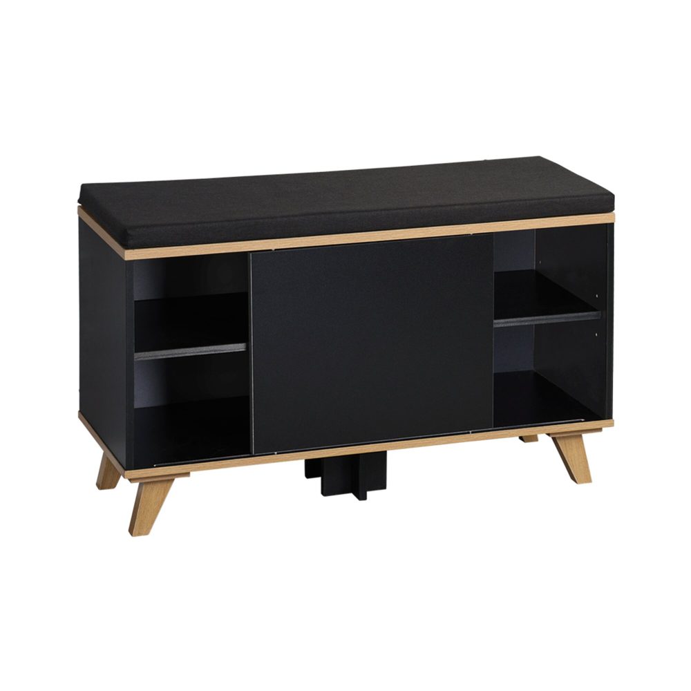 Schuhschrank mit Sitzkissen, schwarz