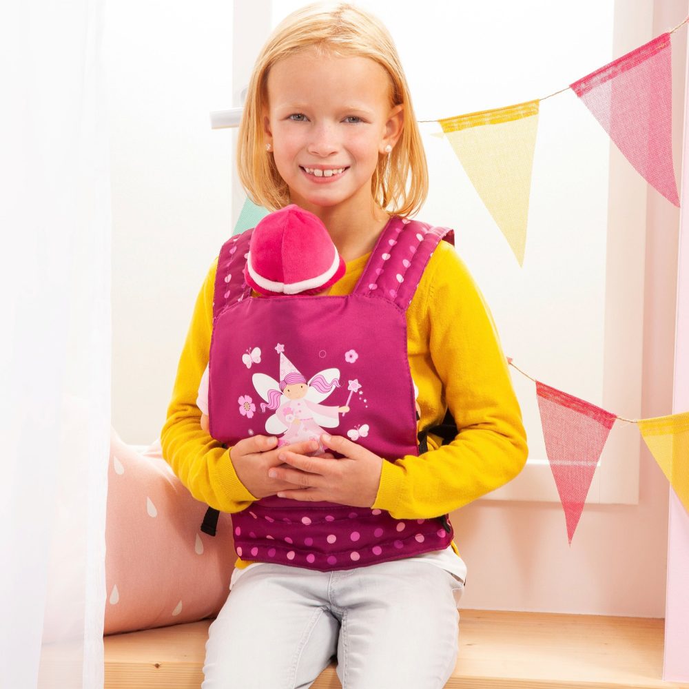 bayer Design Puppen-Tragegurt pink, mit punkten und Fee