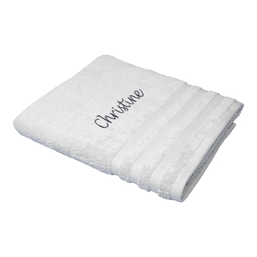Badetuch personalisiert mit Namen, 150x100 cm, 100% Baumwolle, silber