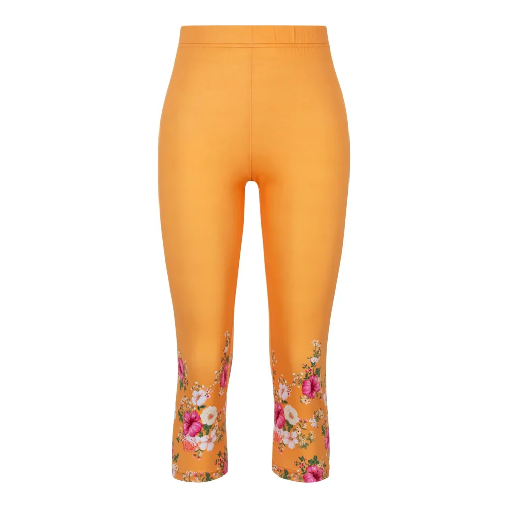 Capri-Leggings ?Blütenzauber?, Größe: L, orange