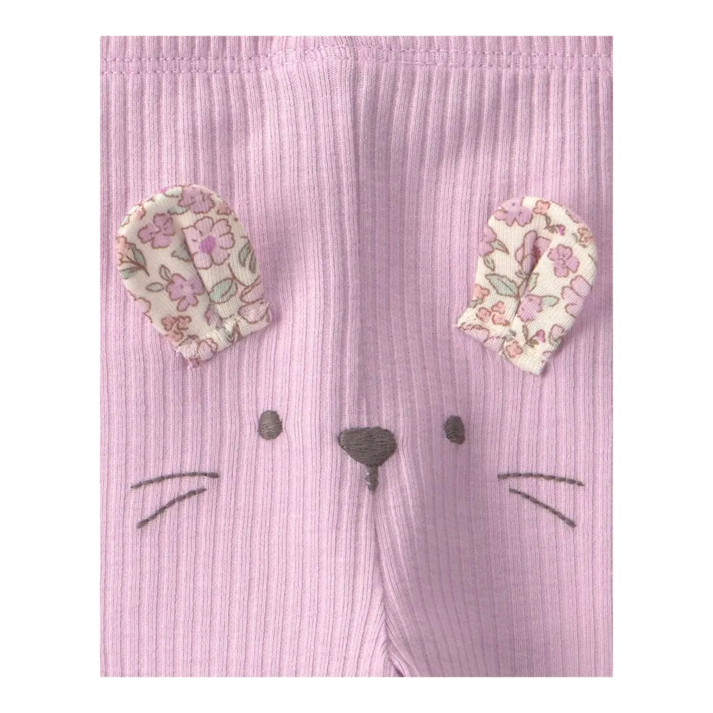 3-tlg. Set Body kurzarm, Body langarm und Leggings Blumen Rippqualität
