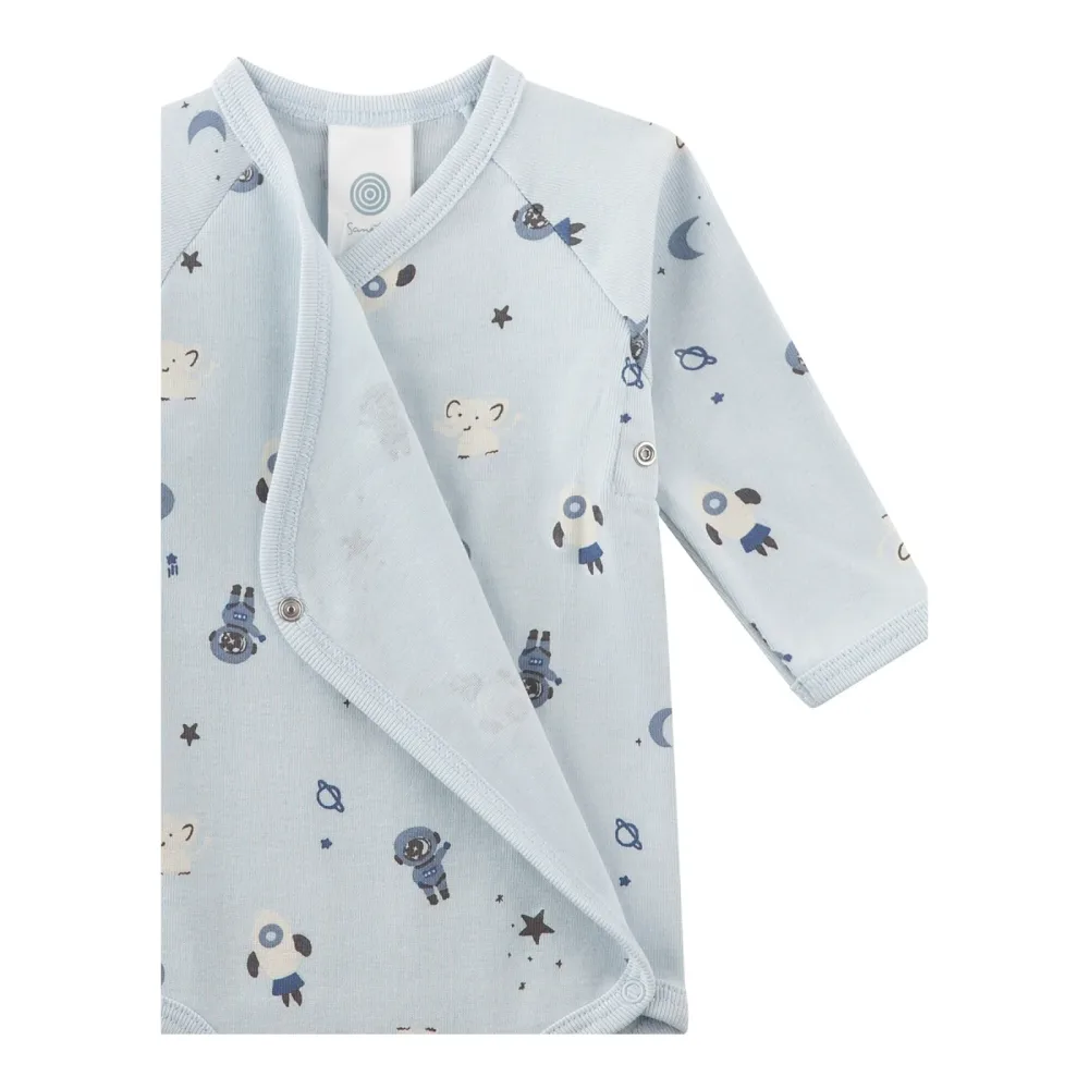 Sanetta Wickelbody langarm Weltall hellblau