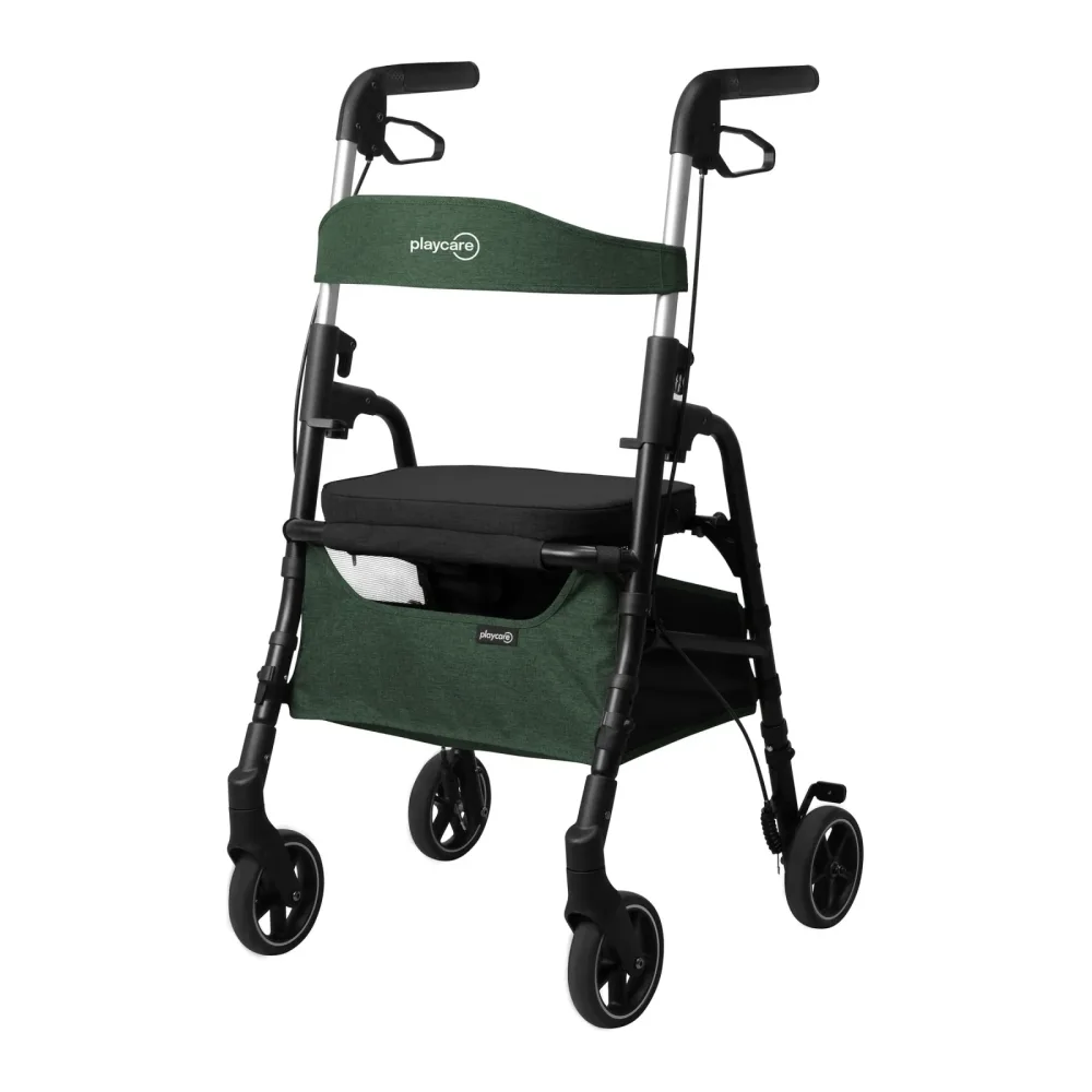 Gehhilfe W04 mit Sitztasche, klappbar, grün