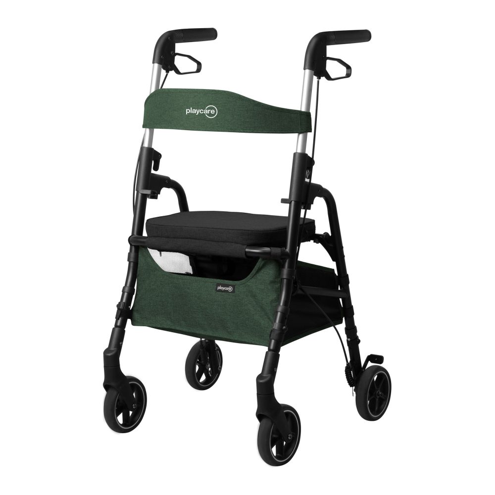 Gehhilfe W04 mit Sitztasche, klappbar, grün
