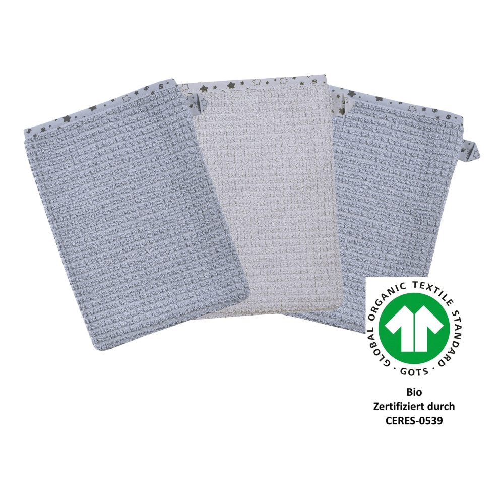WÖRNER SÜDFROTTIER At home Waschhandschuh 3er Pack grau 15 x 24 cm