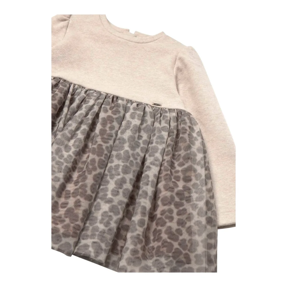 Kleid langarm 2 in 1 mit Tüllrock Leoprint
