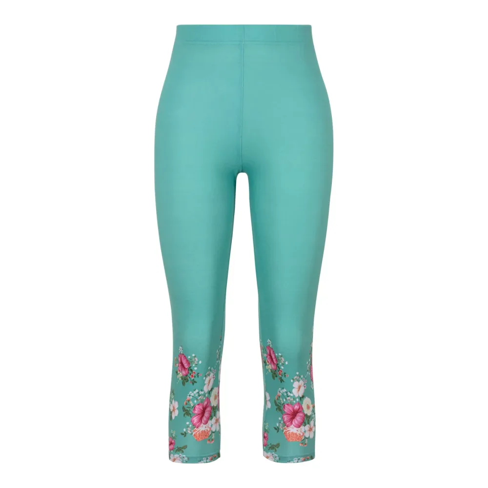 Capri-Leggings ?Blütenzauber?, Größe: XXL, grün