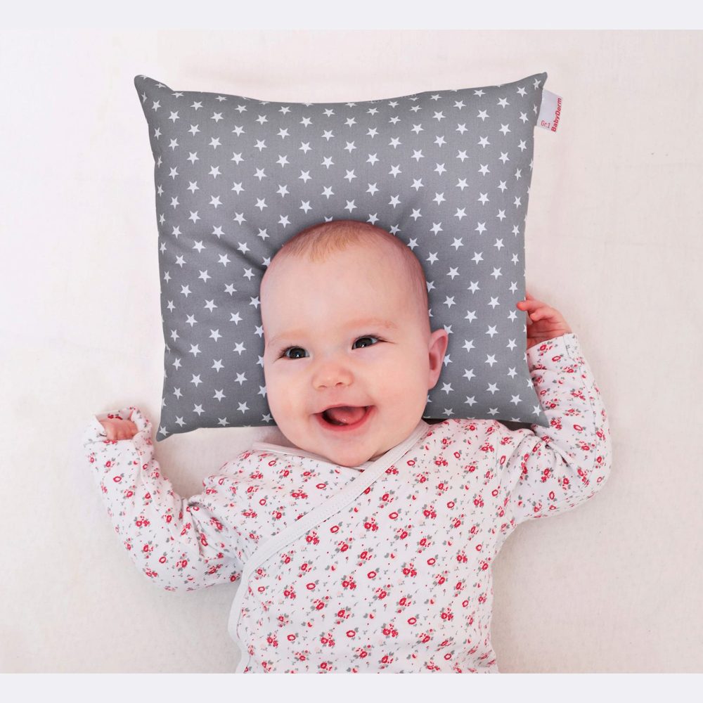 BabyDorm ® Präventivkissen EasyDorm Jonna grau mit weißen Sternen