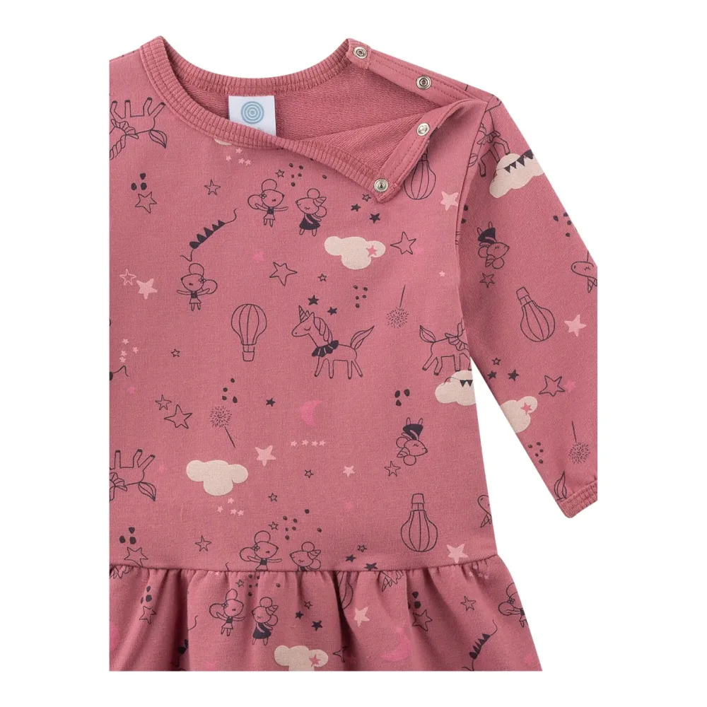 Sanetta Sweatkleid langarm Mäuse Einhörner dunkelrosa