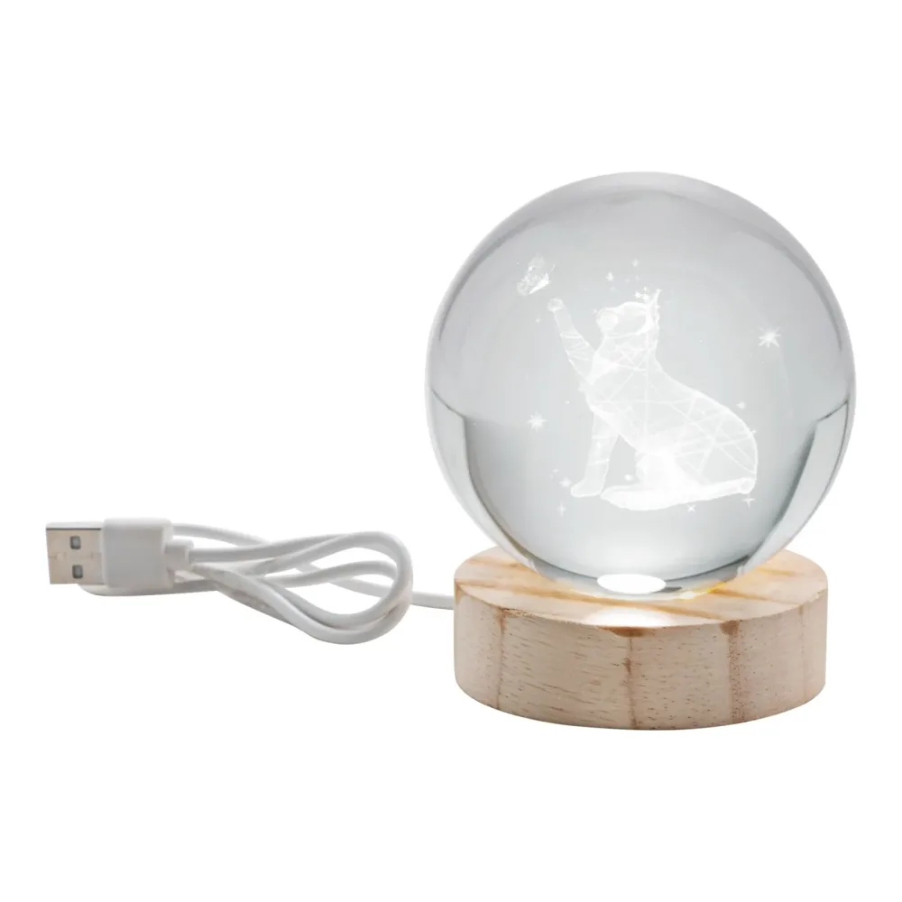 3D-LED-Glaskugel ?Katze?