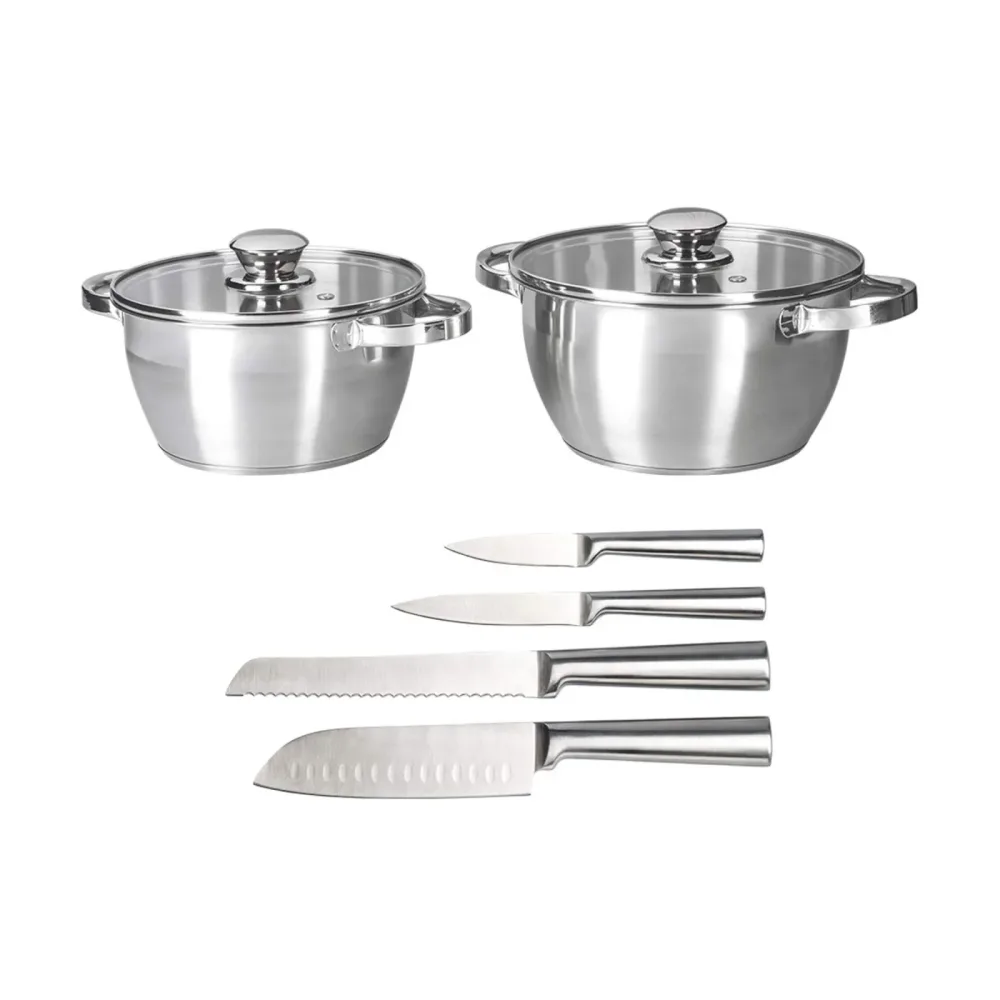 Edelstahl-Topf und Messer-Set 