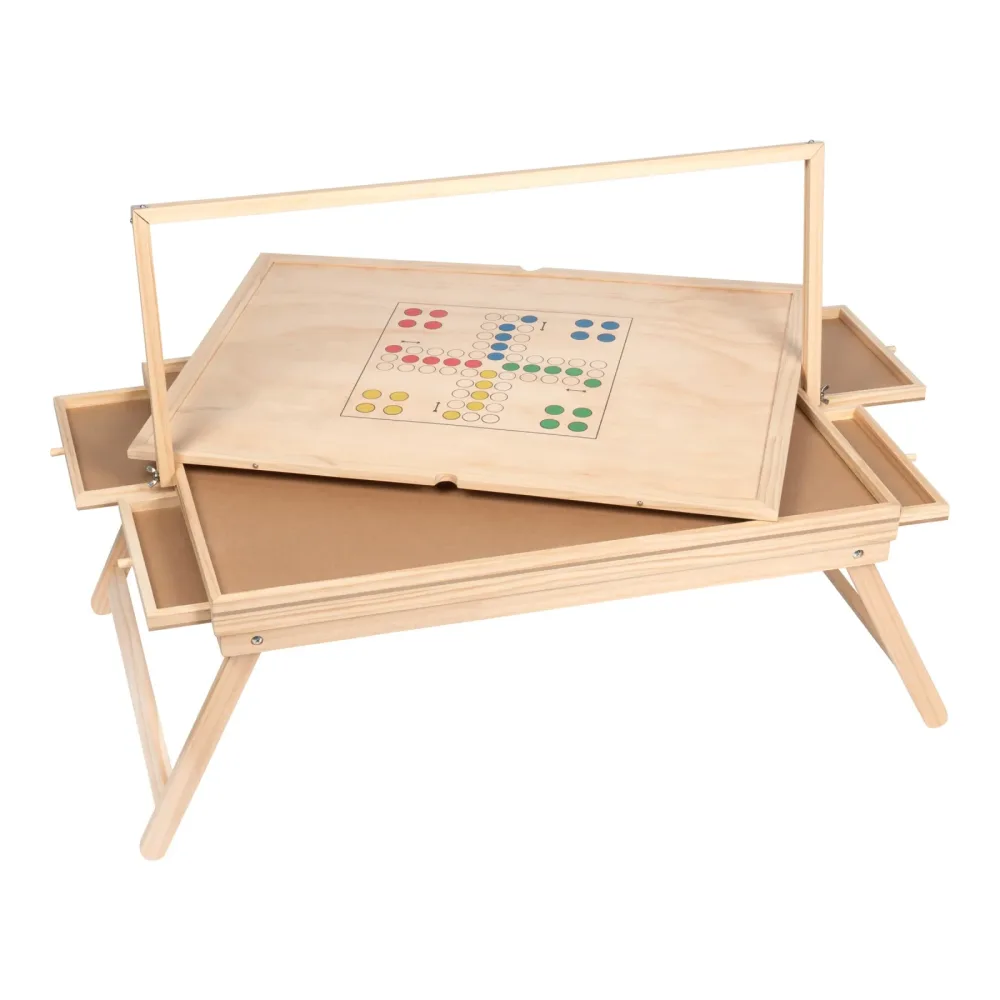 Puzzletisch mit Spielbrett-Deckel + LED-Licht