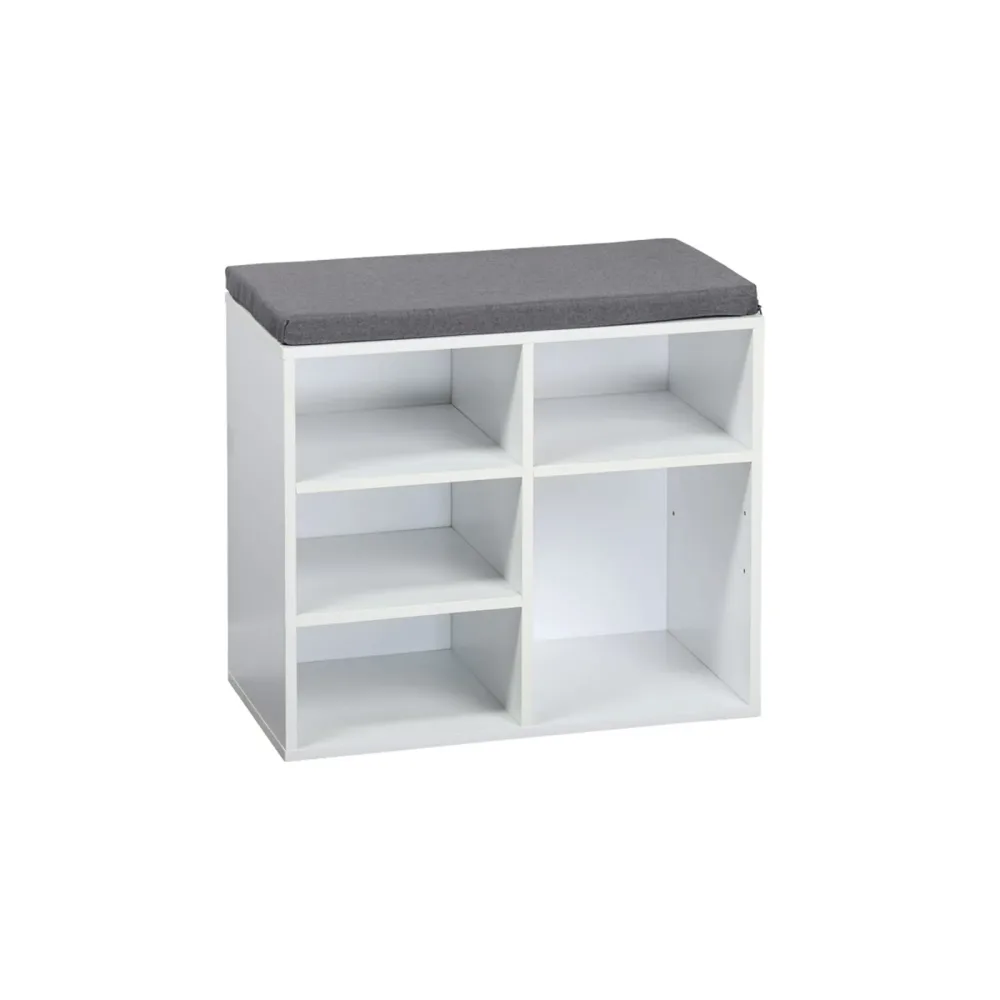 Schuhschrank mit Sitzkissen, 5 Fächer, weiß