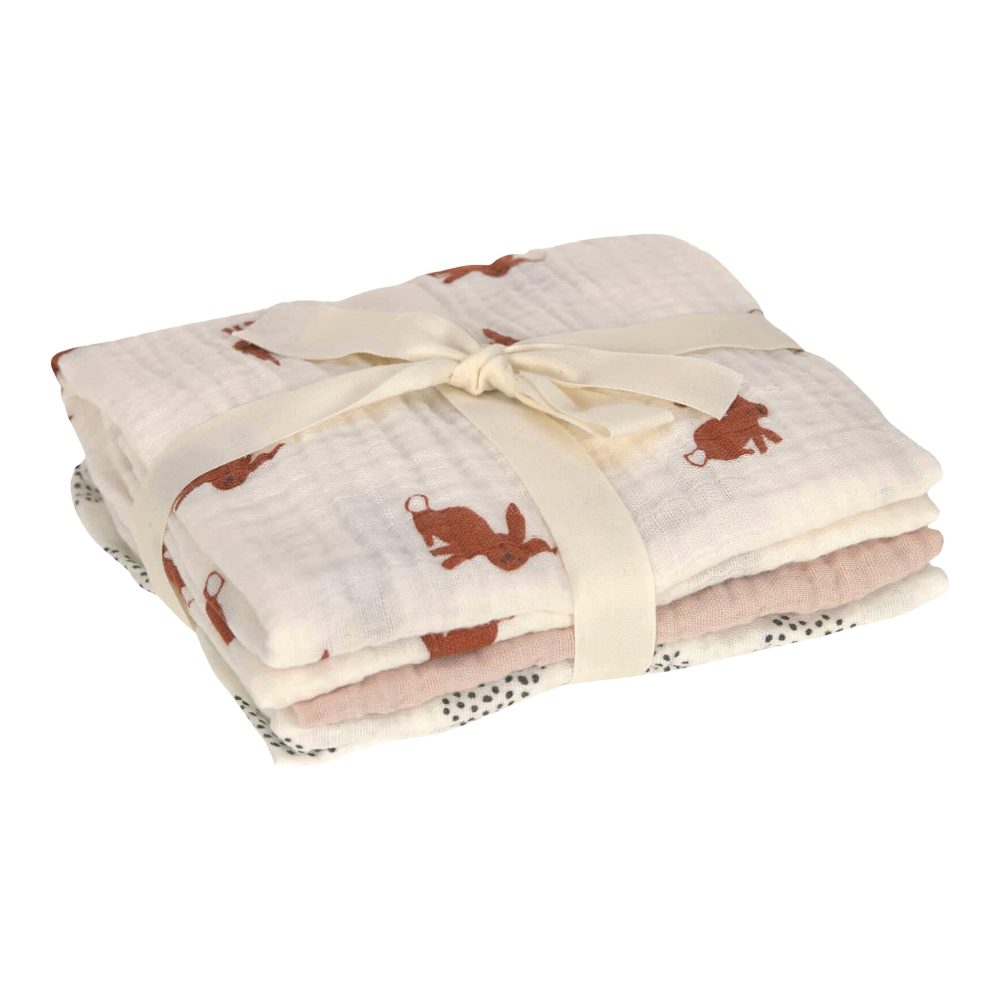 LÄSSIG Mulltücher M 3er Pack Little Forest Rabbit 60 x 60 cm