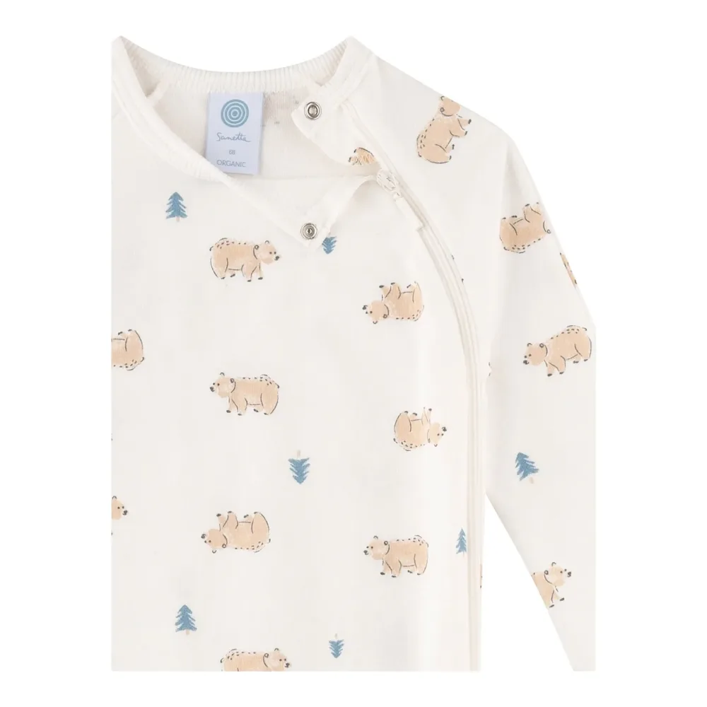 Sanetta Schlafoverall mit Klappfuß Bären natur/braun