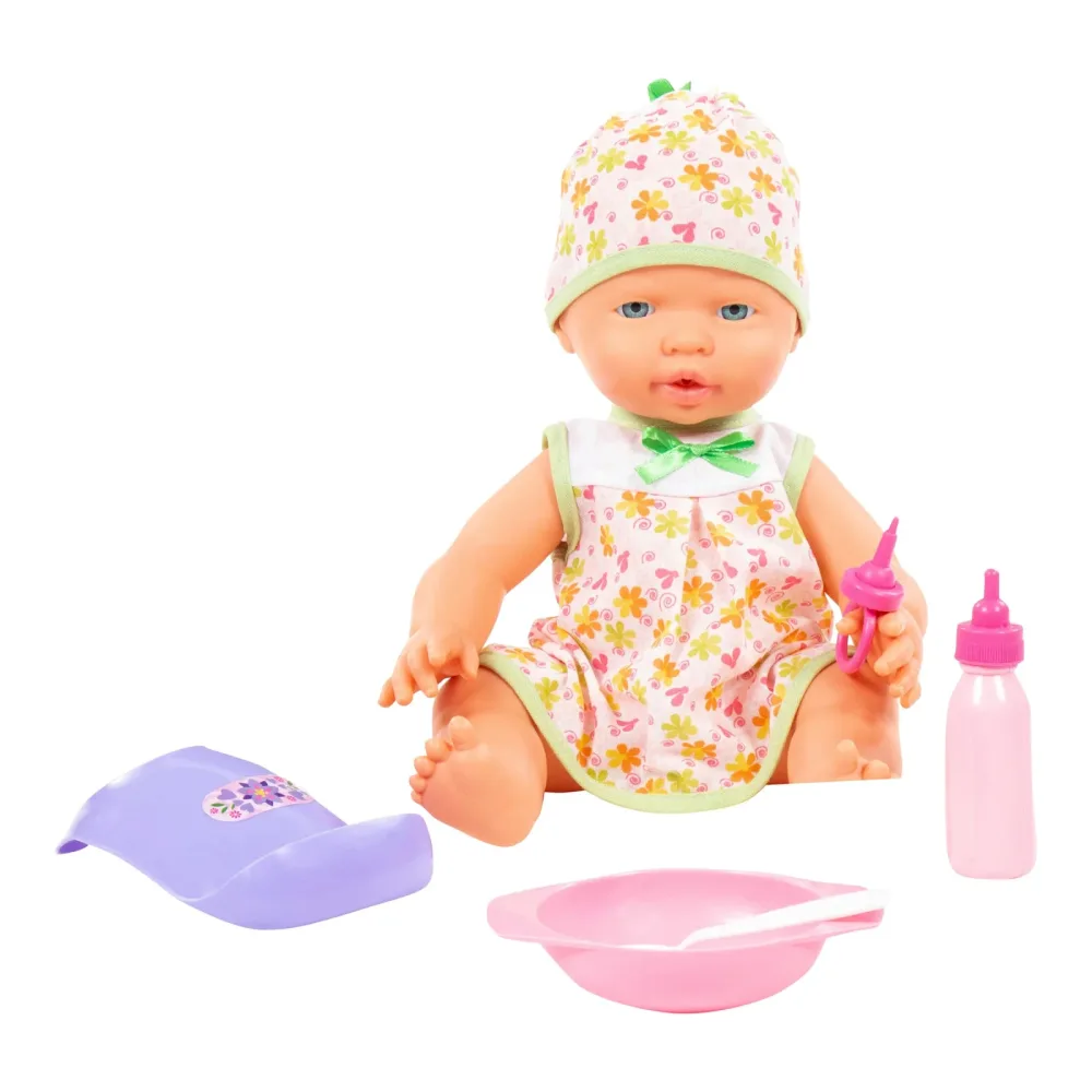 Puppe Fröhliches Baby 35cm mit Schnuller & Fütterset