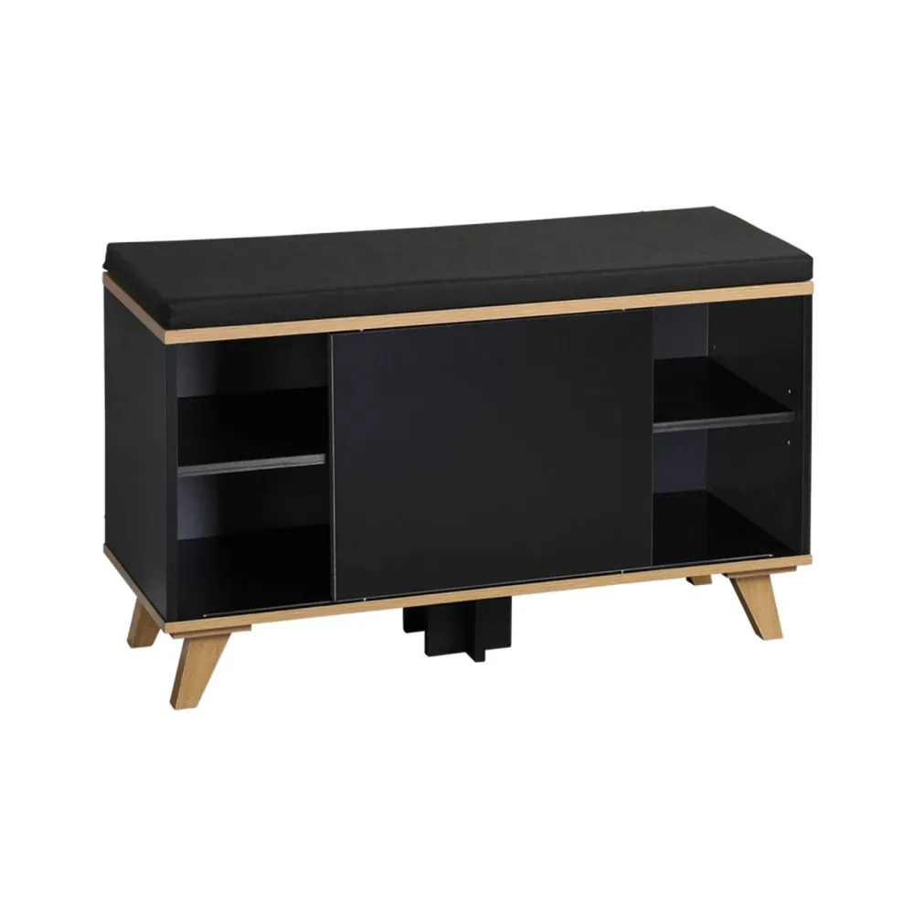 Schuhschrank mit Sitzkissen, schwarz