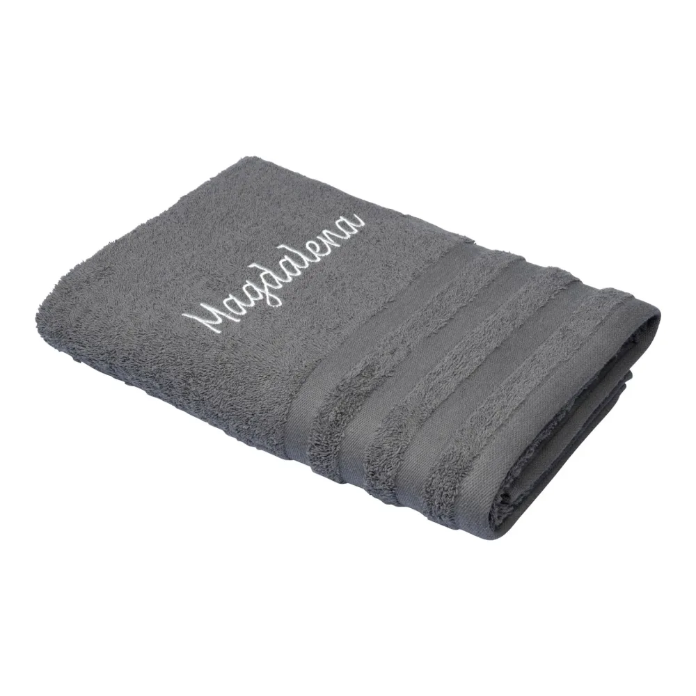 Duschtuch personalisiert mit Namen, 70x140 cm, 100% Baumwolle, anthrazit