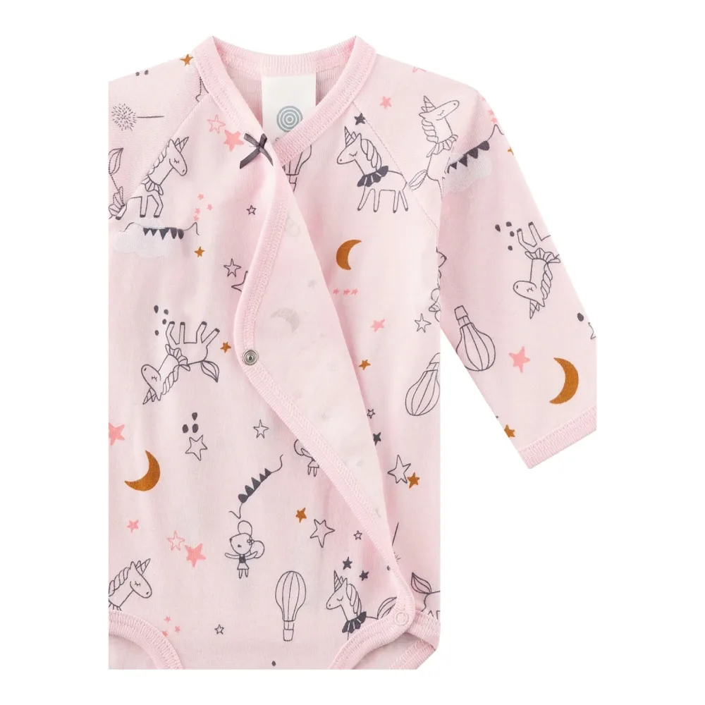 Sanetta Wickelbody langarm Mäuse Einhörner rosa