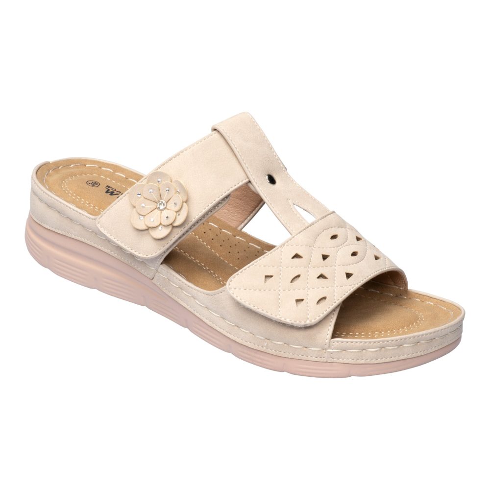 wonderwalk Komfort-Klettpantolette ?Paula?, Größe: 40, beige
