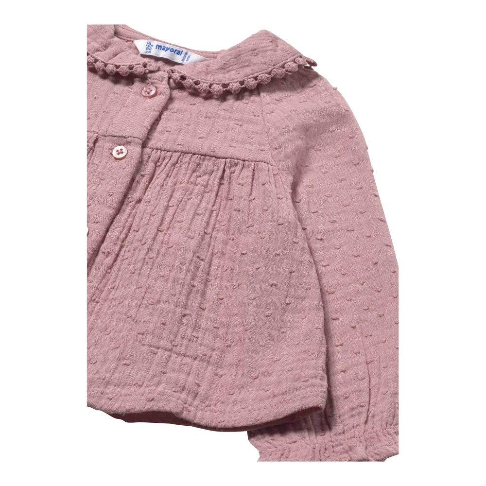 Musselin-Bluse langarm mit Bubikragen