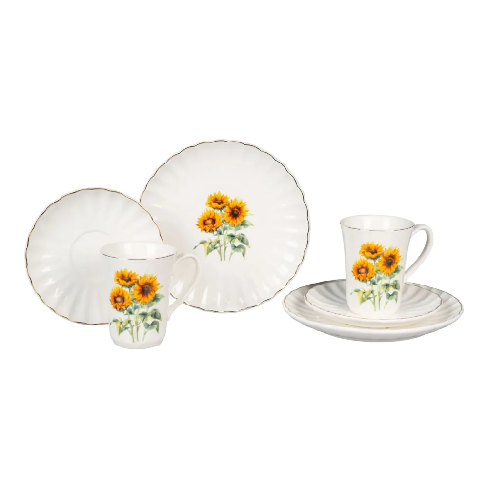 Porzellan-Service ?Sonnenblumen?, 6-teilig