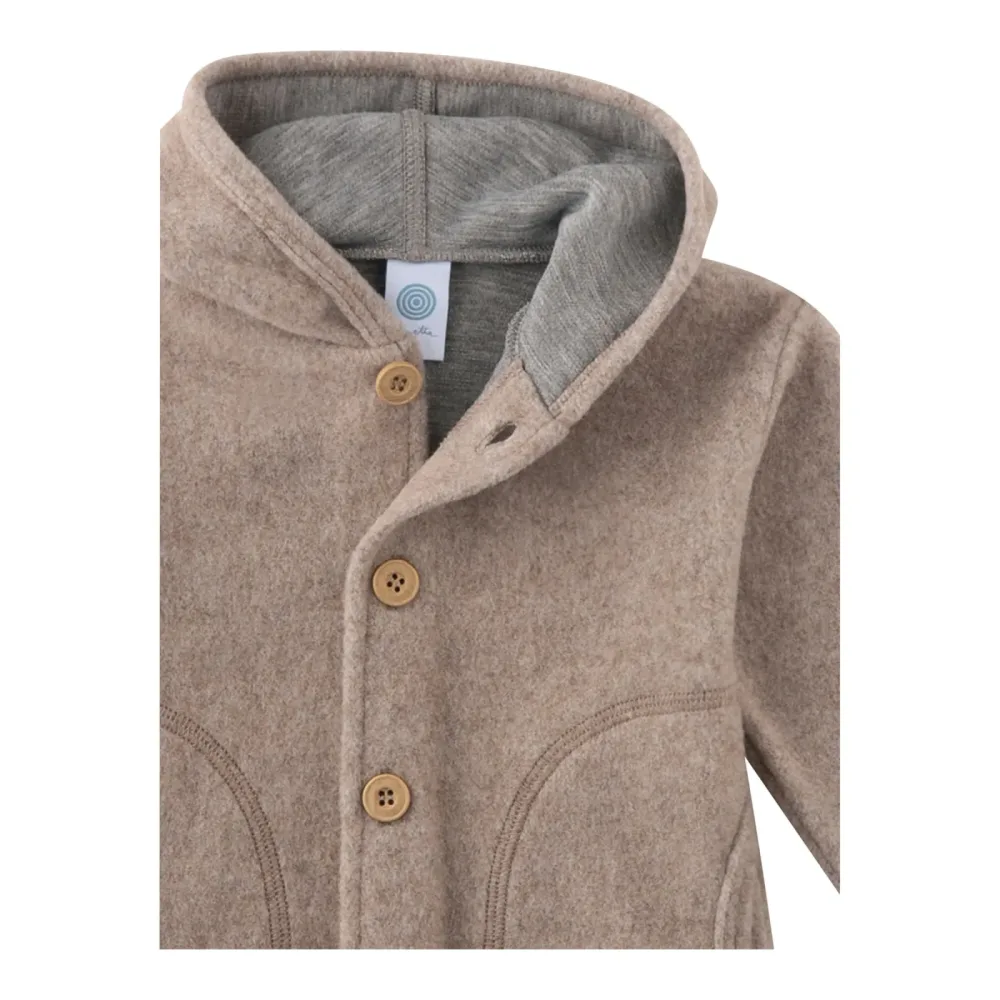 Sanetta Wollfleece-Jacke mit Kapuze beige melange