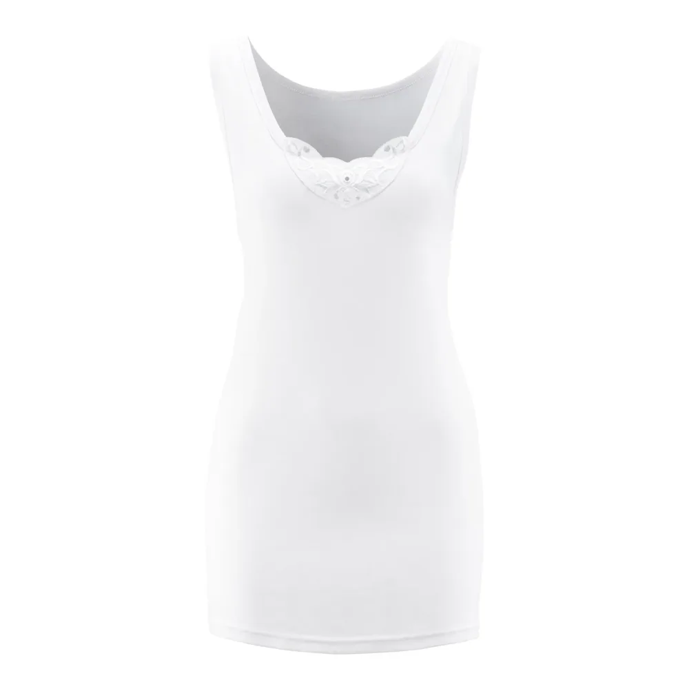 Damen Unterhemd mit Spitze, 4er Set, Größe: M
