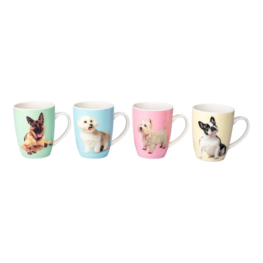 Porzellan-Tassen-Set ?Hunde?, 4 Stück