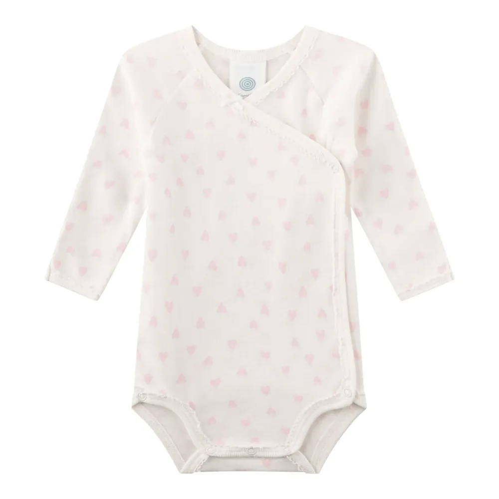 Sanetta 2er-Pack Wickelbodys langarm Herzen natur/rosa