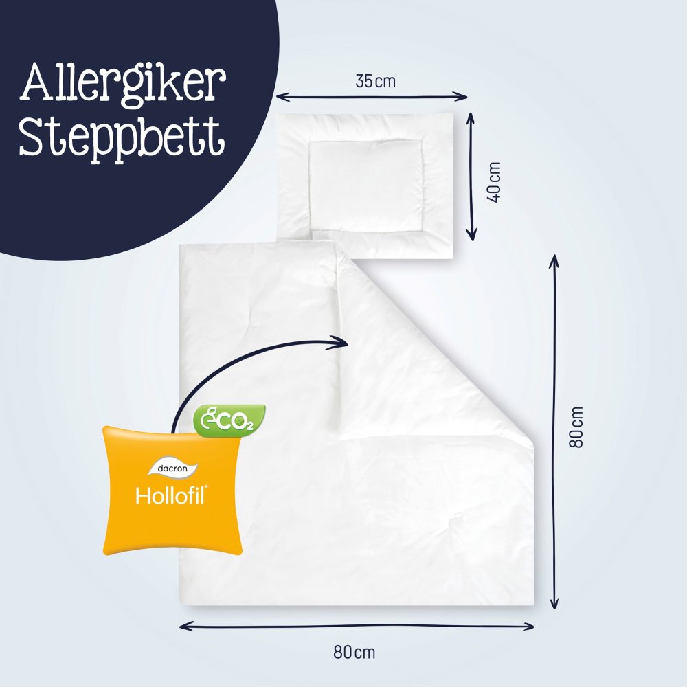 2-tlg. Steppbett-Set Hygiena 35x40 / 80x80 cm 3.5 TOG