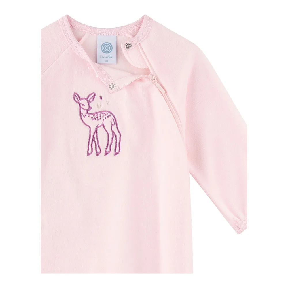 Sanetta Nicki-Schlafoverall mit Klappfuß Reh rosa
