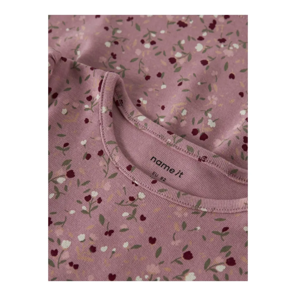 Kleid langarm Blumen Rippqualität