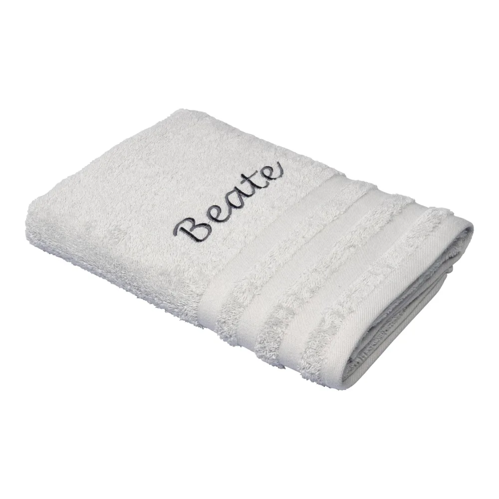 Duschtuch personalisiert mit Namen, 70x140 cm, 100% Baumwolle, silber