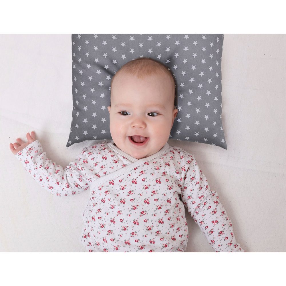 BabyDorm Kissen Jonna Grau mit weißen Sterne