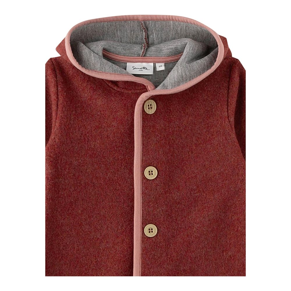 Wollfleece-Overall mit Kapuze Klappbündchen