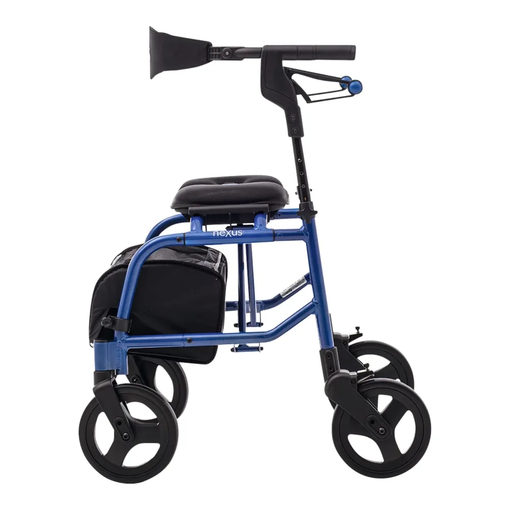 Leichtgewicht-Rollator NeXus mit Rückengurt und Tasche, faltbar, blau