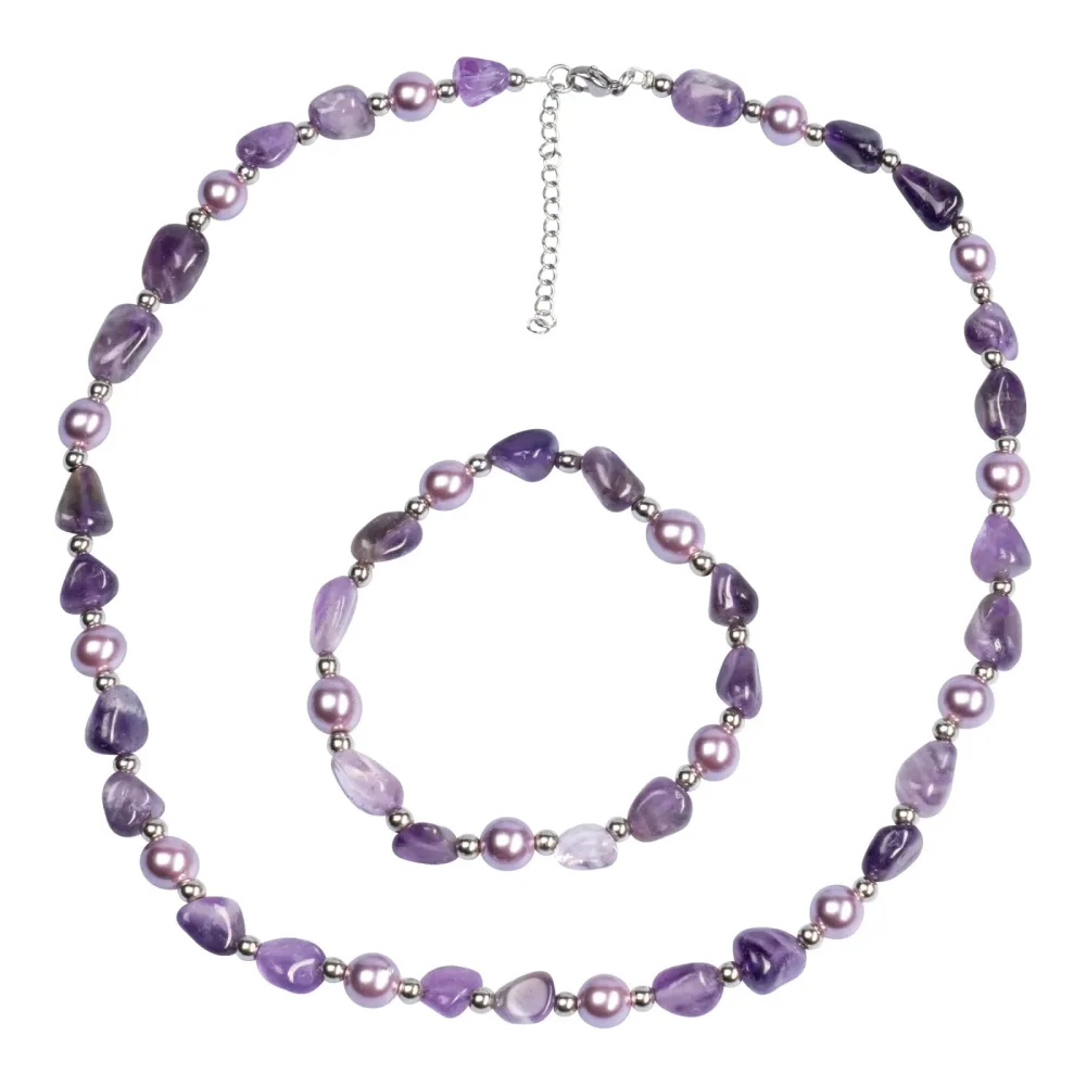 Perlenschmuck-Set ?Amethyst?, 2-teilig