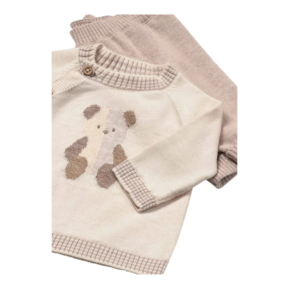 2-tlg. Set Wickelstrickjacke und Strickhose Bär