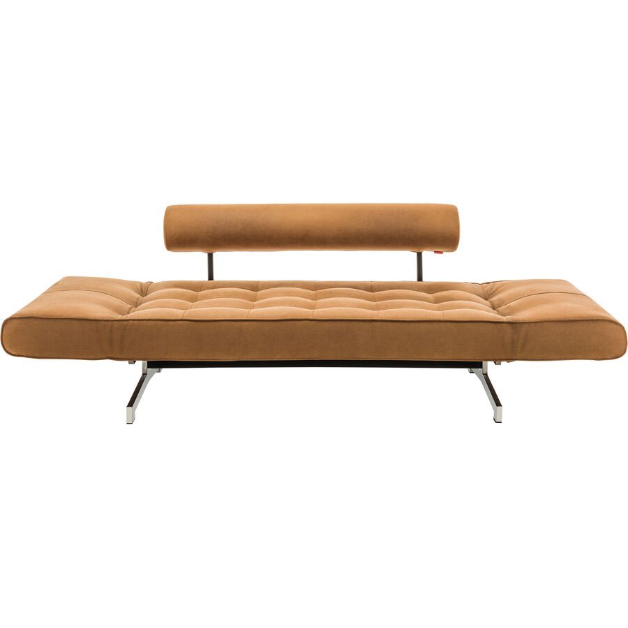 Innovation Bettsofa Ghia Braun/Silber Leder/Metall 210 cm 80 cm - Farbe: Braun, Silber - Material: Textilleder, Metall - Bettsofa