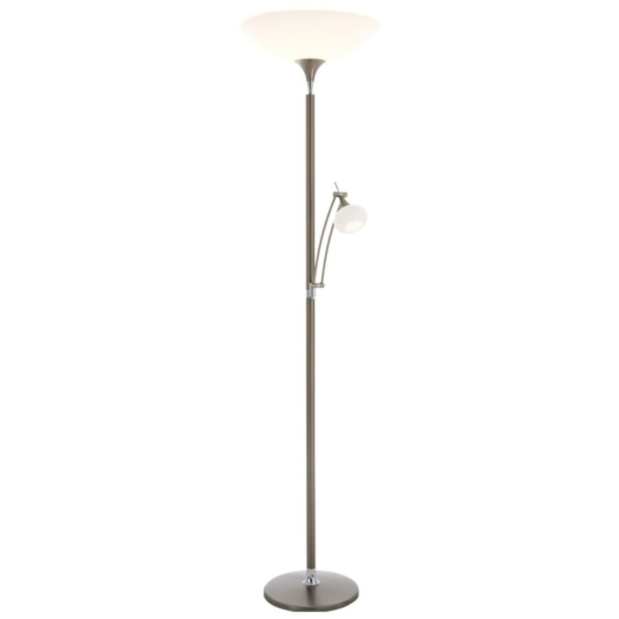 Designer-Steh/Leselampe Bankamp Opera Nickel matt dimmbar H 180 cm - Farbe: Nickel matt m. Chrom/weiss sat - LED - Lichtfarbe: Extra warmweiss -