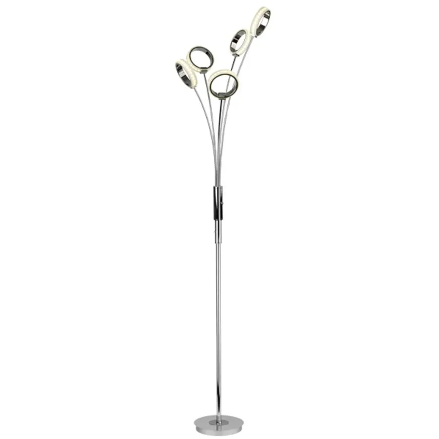 Stehlampe Oria Silber Metall/Glas 23 cm 160 cm - Farbe: chrom - LED - Lichtfarbe: Warmweiss - Material: Metall/Acrylglas - Stehlampe- LED