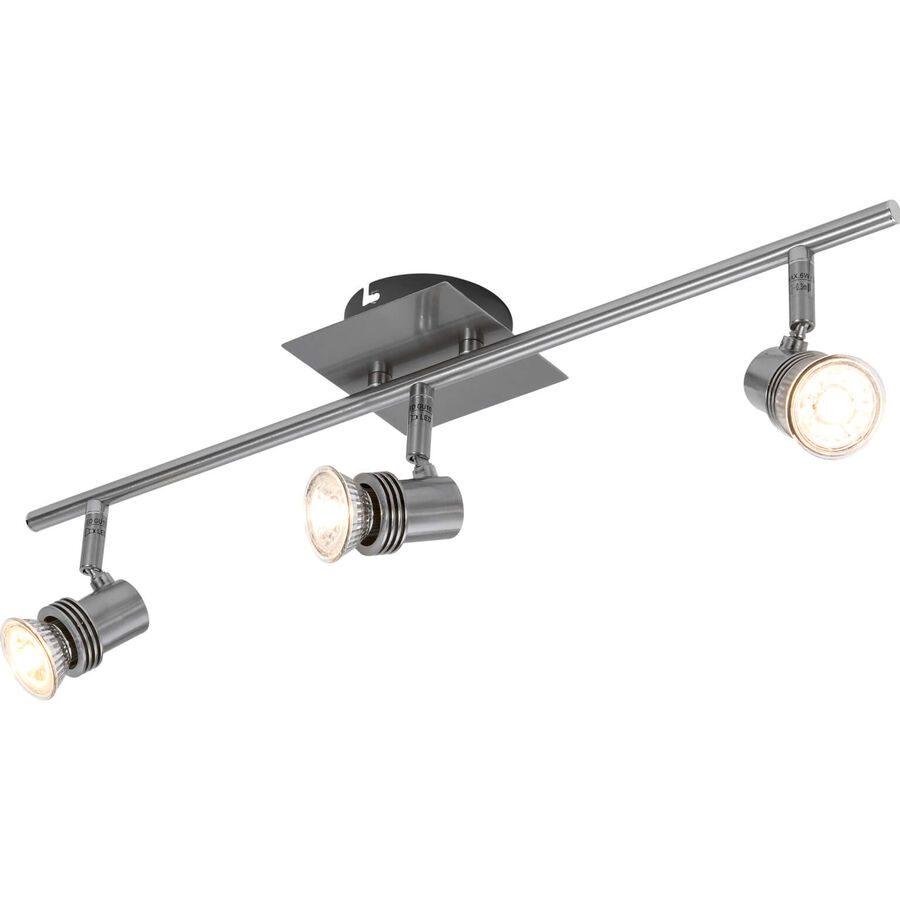 Spot Calisto Grau Metall 56.5 cm 14 cm - Farbe: Nickel - LED - Lichtfarbe: Warmweiss - Spot- LED Energiesparlampe