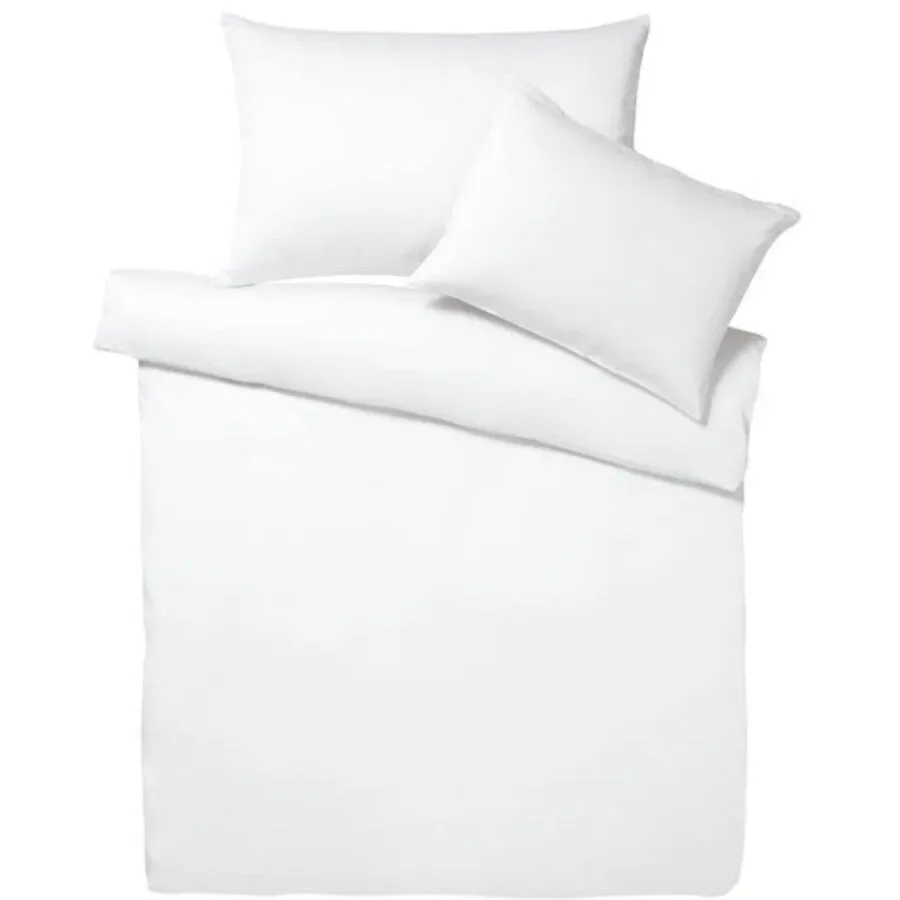 Living Home - Uni Perkal Bettwäsche Set, 200 x 210 cm - 2 x 65 x 65 cm, Weiss