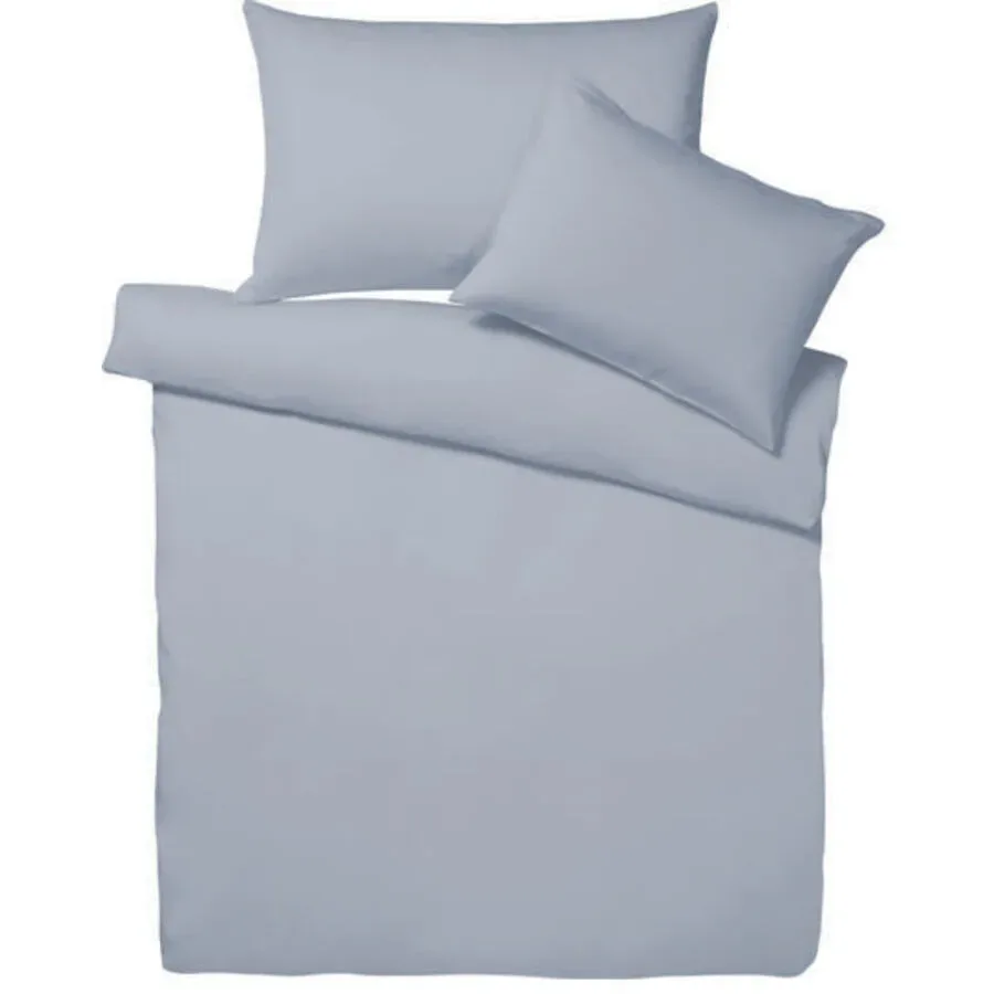 Living Home - Uni Perkal Bettwäsche Set, 200 x 210 cm - 2 x 65 x 65 cm, Stone Washed