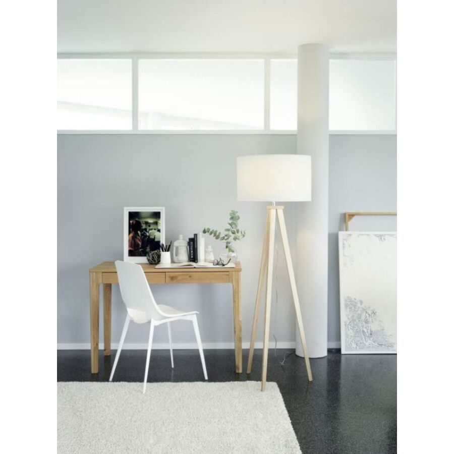 Stehlampe Tuga Weiss/Braun Holz/Stoff 40 cm 154 cm - Farbe: weiss/natur - Stehlampe