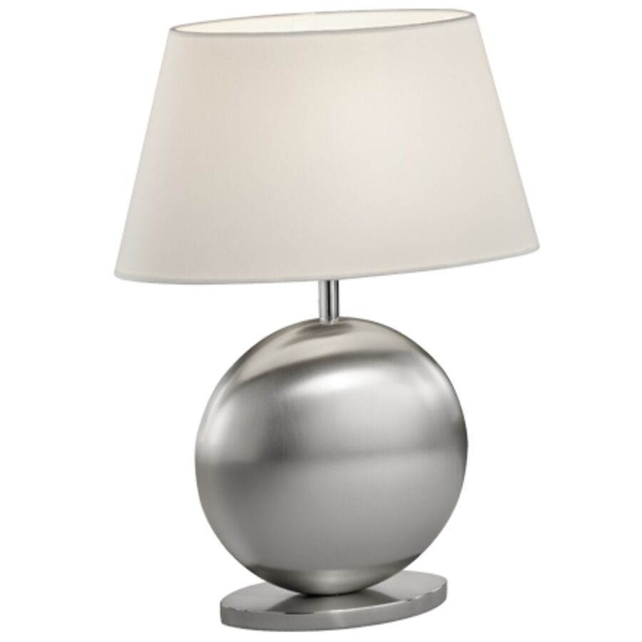 Designer-Tischlampe Bankamp Mesa E14 Nickel matt H 41 cm - Farbe: Weiss - Material: Metall/ Stoff - Designer-Tischlampe