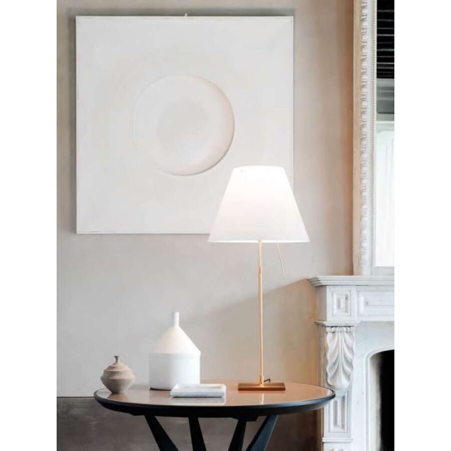 Luceplan Tischlampe Costanza Weiss/Silber Kunststoff/Metall 26 cm 51 cm - Farbe: Alu/weiss - Material: Metall/Kunststoff - Tischlampe